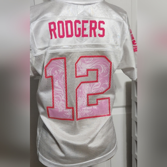 NWOT Reebok NFL pink ribbon GB  Packers jersey size M Rodgers 12 - Picture 11 of 11
